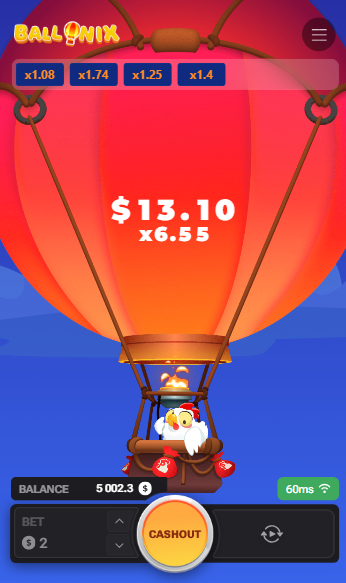 Ballonix crash game available for Indian players online